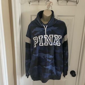 Cowl neck PINK sweatshirt, fuzzy inside.